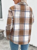 Elorivane Plus Size Plaid Thermal Lined Long Sleeve Jacket for Fall Winter Commute Holiday - Image 10