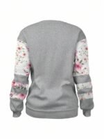 Elorivane Plus Size Floral Patchwork Print Pullover Sweatshirt for Spring Autumn Winter Casual Holiday Style - Image 8