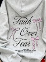 Elorivane Women's Faith Over Fear Sweatshirt, Christian Text Print Casual - Image 3