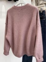 Elorivane Plus Size Drop Shoulder Five-Pointed Star Jacquard Knit Crew Neck Sweater for Fall Winter - Image 18
