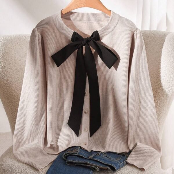 Elorivane Plus Size Lace-Up Cardigan, Versatile Autumn Winter Casual Sweater