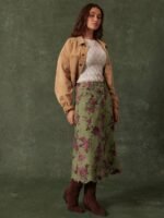 Elorivane Women Dark Blue Denim A Line Midi Skirt, High Waist Scalloped Button Front Western Cowgirl Fall Winter Country Skirt - Image 14