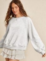 Elorivane Women Fleece Crochet Lace Sweatshirt, Crewneck Raglan Boxy Fit Western Cowgirl Fall Rodeo Top - Image 8