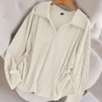 Elorivane Plus Size Orange Knit Top, Lace Patchwork Polo Collar Ruched Pullover, Autumn Office Holiday Casual Tee
