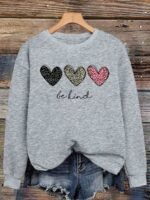 Elorivane Plus Size "Kindness Is Free" Graphic Sweatshirt, Black Cowboy Style, Fall Winter Back To School Casual Top - Image 10