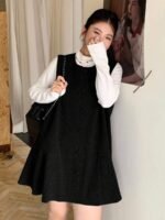 Elorivane Plus Size Woolen Mini Dress, Sleeveless Short Cute Casual Top - Image 9