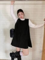 Elorivane Plus Size Woolen Mini Dress, Sleeveless Short Cute Casual Top - Image 13