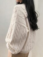 Elorivane Women's Minimalist V-Neck Loose Knit Sweater | Low-Key Vintage Brown Pullover Fall - Image 12