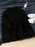 Elorivane Women's Minimalist V-Neck Loose Knit Sweater | Low-Key Vintage Brown Pullover Fall - Image 29
