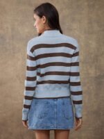 Elorivane Women Brown & Cream Striped Turtleneck Sweater, Long Sleeve Relaxed Country Style Fall Winter Rodeo Top - Image 9