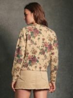 Elorivane Women Floral Jacquard Cardigan, Crewneck Button Front Relaxed Long Sleeve Western Cowgirl Fall Winter Knit Top - Image 2