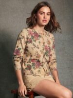 Elorivane Women Floral Jacquard Cardigan, Crewneck Button Front Relaxed Long Sleeve Western Cowgirl Fall Winter Knit Top - Image 3