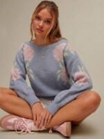 Elorivane Women Floral Jacquard Knit Sweater, Boatneck Long Sleeve Western Cowgirl Fall Winter Rodeo Top - Image 21
