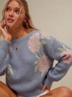 Elorivane Women Floral Jacquard Knit Sweater, Boatneck Long Sleeve Western Cowgirl Fall Winter Rodeo Top - Image 25