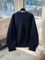 Elorivane Women's Commuter Minimalist Solid Color Knit Sweater, Autumn Winter - Image 7