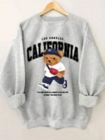 Elorivane Women's Oversized Bear Graphic Sweatshirt, Long Sleeve Crew Neck