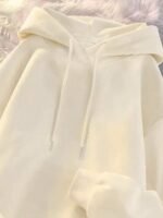 Elorivane Women Y2K Solid Color Hooded Pullover Sweatshirt, Casual Yellow Fall Back To School Hoodie - Image 44