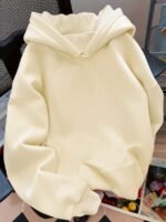 Elorivane Women Y2K Solid Color Hooded Pullover Sweatshirt, Casual Yellow Fall Back To School Hoodie - Image 43