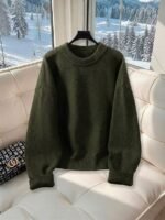 Elorivane Women's Commuter Minimalist Solid Color Knit Sweater, Autumn Winter - Image 11