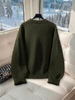 Elorivane Women's Commuter Minimalist Solid Color Knit Sweater, Autumn Winter - Image 12