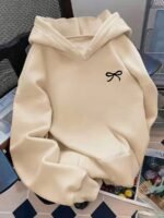 Elorivane Women Bow Pattern Long Sleeve Pocket Sweatshirt, Cute Casual Fall Top - Image 20