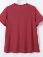Elorivane Plus Size Light Blue Round Neck T-Shirt "One Day At A Time" Heart Print Soft Polyester for Summer Vacation Smart Casual Wear - Image 18