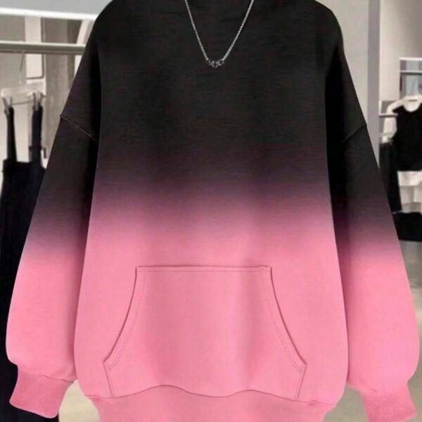 Elorivane Plus Size Ombre Regular Fit Casual Sweatshirt for Fall Winter