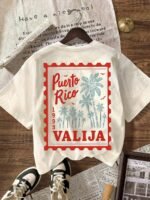 Elorivane Women's Seaside Coconut Palm Graphic Tee, Round Neck Casual Short Sleeve Top for Spring Summer Vacation - Image 2