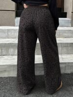 Elorivane Plus Size Leopard Corduroy Pants, Elastic Waist Loose Straight Leg Trousers - Image 12