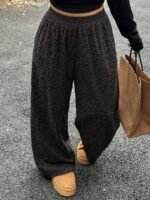 Elorivane Plus Size Leopard Corduroy Pants, Elastic Waist Loose Straight Leg Trousers - Image 15