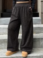 Elorivane Plus Size Leopard Corduroy Pants, Elastic Waist Loose Straight Leg Trousers - Image 16