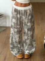 Elorivane Women Olive Green Plaid Cargo Pants, Wide Leg Fold Waist Y2K Hip Hop Trousers - Image 11