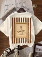 Elorivane Women's Cowboy Goose Print Tee, Casual Summer - Image 2