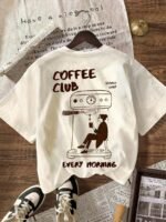 Elorivane Women's Coffee Club Graphic Tee, Casual Short Sleeve - Image 3