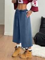 Elorivane Women Charcoal Gray Washed Shorts, Baggy Elastic Waist Cowgirl Vintage Athleisure Streetwear - Image 7