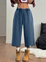 Elorivane Women Charcoal Gray Washed Shorts, Baggy Elastic Waist Cowgirl Vintage Athleisure Streetwear - Image 9