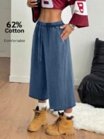 Elorivane Women Charcoal Gray Washed Shorts, Baggy Elastic Waist Cowgirl Vintage Athleisure Streetwear - Image 12