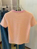 Elorivane Women's Pink-Brown Striped Y2K Tee, Casual Summer - Image 11