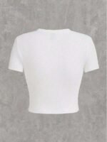 Elorivane Women White Y2K Stay Spicy Graphic Crop Tee, Casual Summer Beach T-Shirt - Image 5