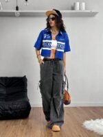 Elorivane Women Green Sport Graphic Crop Top, Loose Short Sleeve Back To School Festival Shirt - Image 35