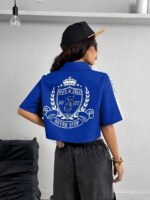Elorivane Women Green Sport Graphic Crop Top, Loose Short Sleeve Back To School Festival Shirt - Image 38
