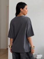 Elorivane Unisex Dark Grey Graphic T-Shirt, Oversized Cotton Y2K Grunge Streetwear Short Sleeve Top - Image 7