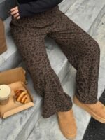 Elorivane Plus Size Leopard Corduroy Pants, Elastic Waist Loose Straight Leg Trousers - Image 6