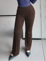 Elorivane Plus Size Solid Flare Pants, Elastic Skinny Casual All Season Fall Trousers - Image 14