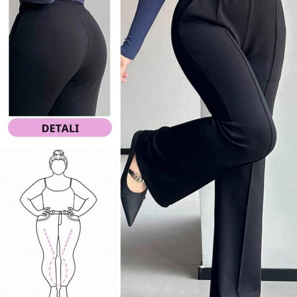 Elorivane Plus Size Solid Flare Pants, Elastic Skinny Casual All Season Fall Trousers