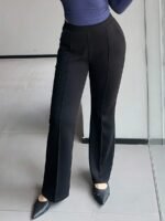 Elorivane Plus Size Solid Flare Pants, Elastic Skinny Casual All Season Fall Trousers - Image 8