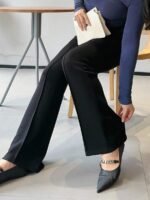 Elorivane Plus Size Solid Flare Pants, Elastic Skinny Casual All Season Fall Trousers - Image 9