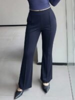 Elorivane Plus Size Solid Flare Pants, Elastic Skinny Casual All Season Fall Trousers - Image 19