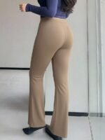 Elorivane Plus Size Solid Flare Pants, Elastic Skinny Casual All Season Fall Trousers - Image 22