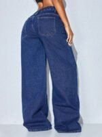 Elorivane Women's Low Waist Wide Leg Blue Jeans, Curved Hem Casual Denim - Image 2